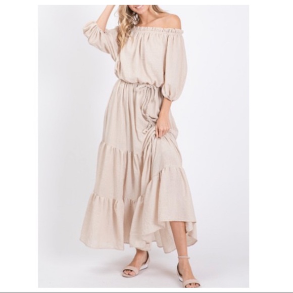 ✨LAST ONE✨woven elastic shoulder tiered dress - Picture 7 of 8